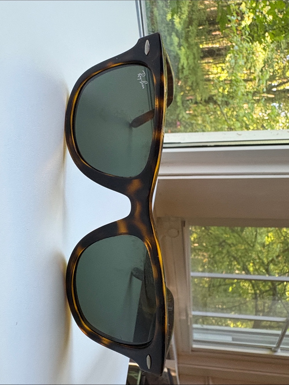 Ray-Ban Tortoiseshell Men's Wayfarer Sunglasses with Green Lenses
